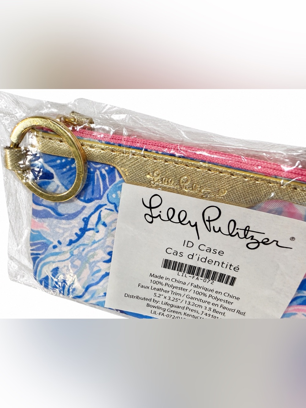 NWT Lilly Pulitzer ID Case Keychain Wallet - Shade Seekers Blue Pink Gold